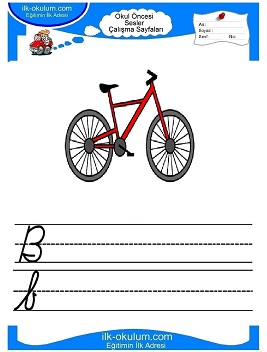 Çocuklar İçin B Sesi Çalışma Sayfaları 